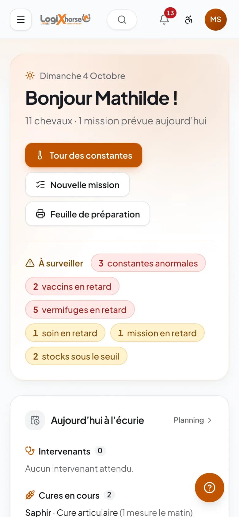 Accueil de LogiXhorse sur téléphone